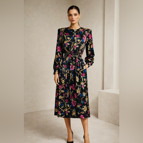 ORITE Dresses & Skirts - 🌸 Vintage Floral Midi Dress – ORITE – Size 15/16 (Fits M–L) 🌸